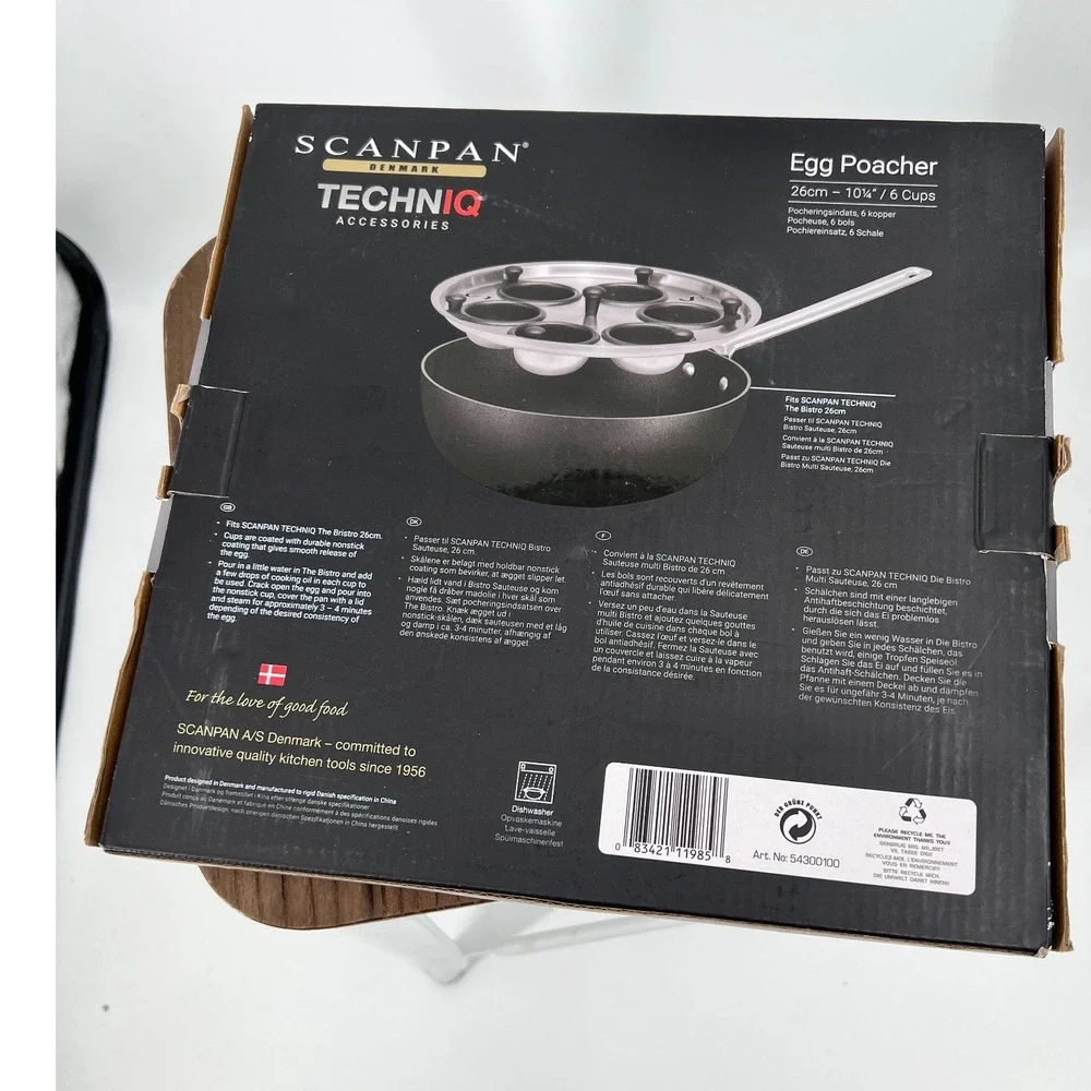 Scanpan TechnIQ 6 Cup Egg Poacher Insert 26cm 10.25in Stainless Steel NIB